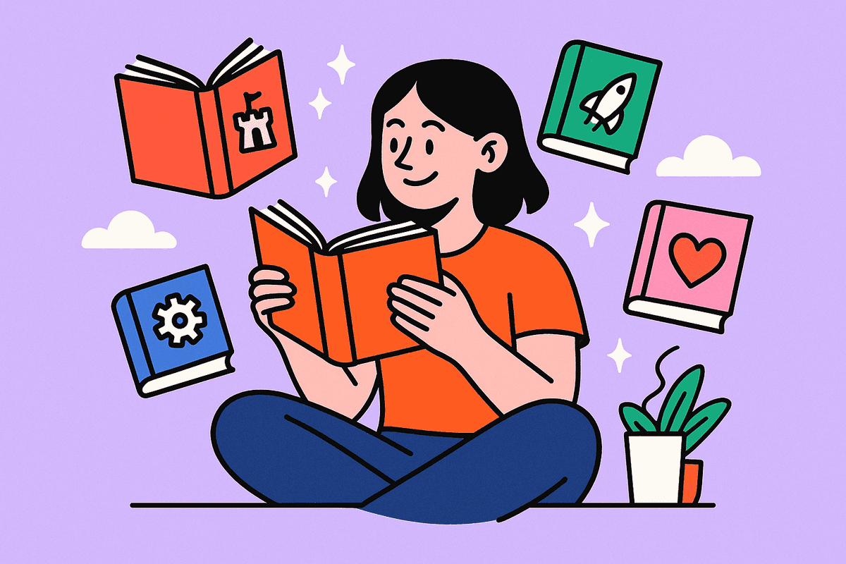 estudiante disfruta de la magia de los libros