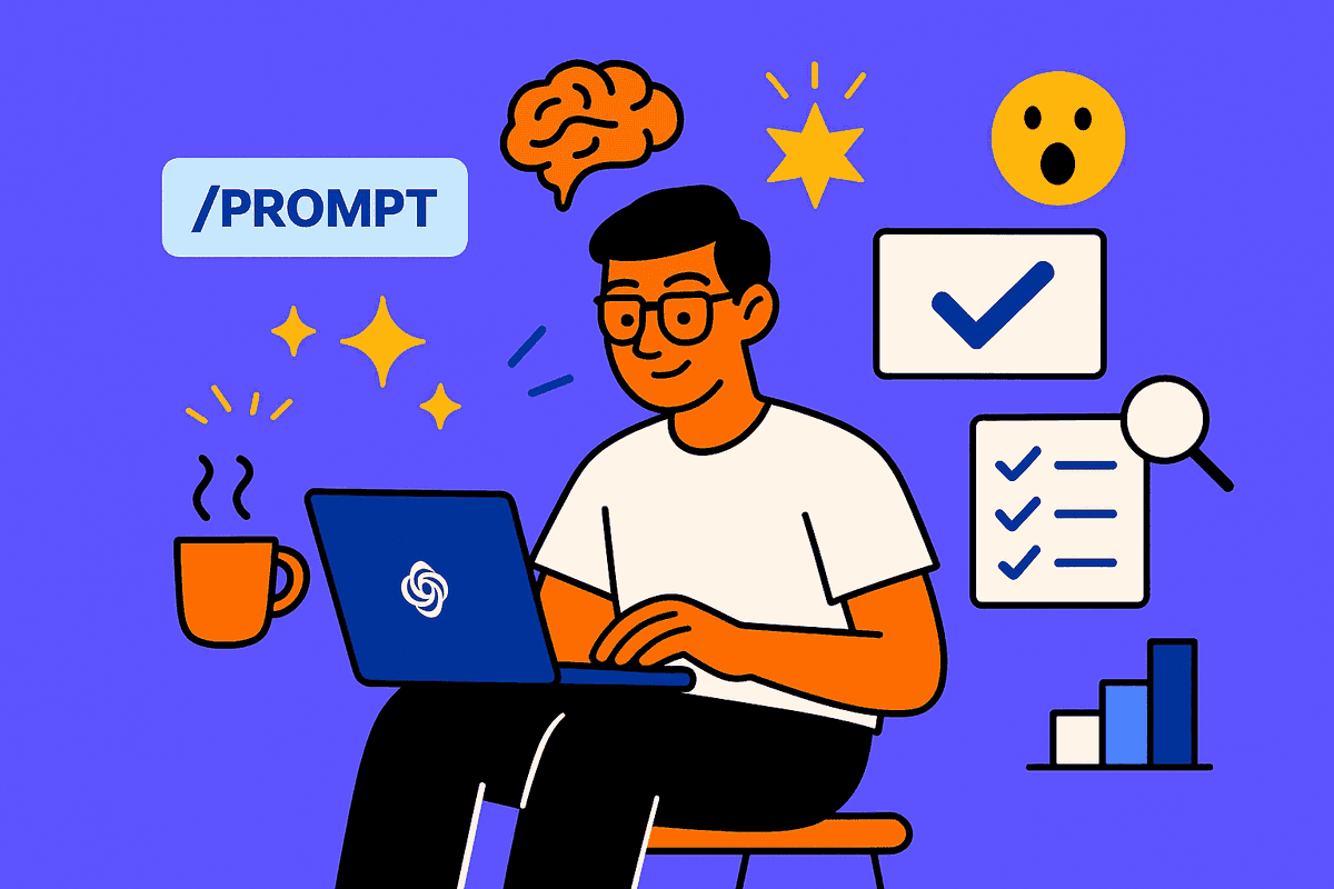Estudiante usando prompts para universitarios